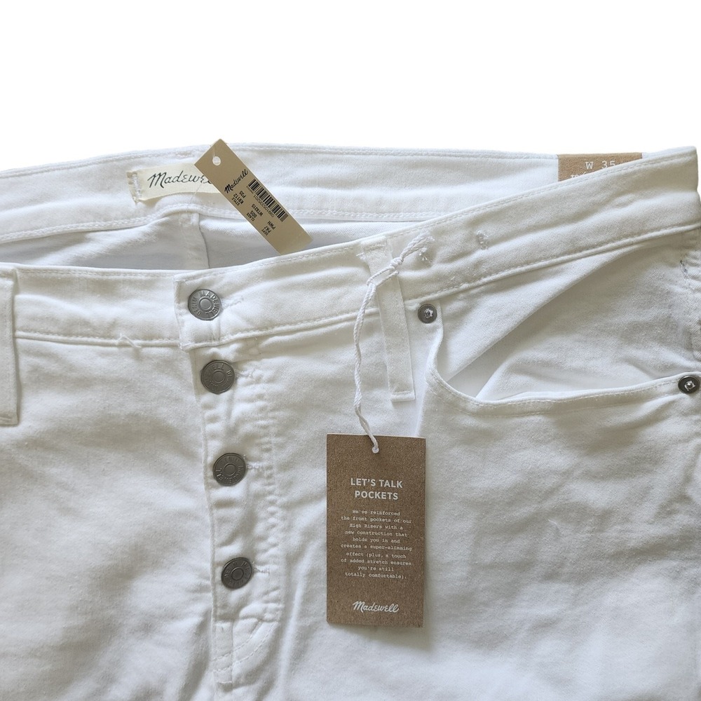 Madewell 10" High-Rise Skinny Jeans White Button‎ Fly Raw Hem Womens 35 Petite - Picture 4 of 11